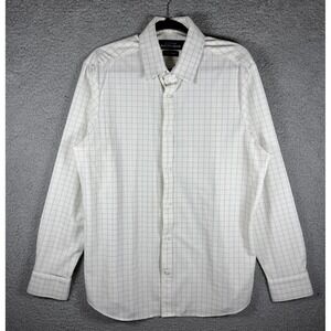Mizzen Main Shirt Large Standard Fit White Leeward Blue Label Grid Check Golf